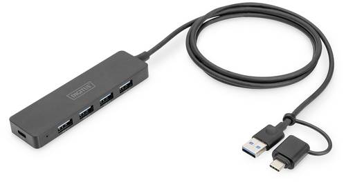 Digitus DA-70236 4 Port USB 3.0-Hub mit USB-C® Stecker Schwarz von Digitus