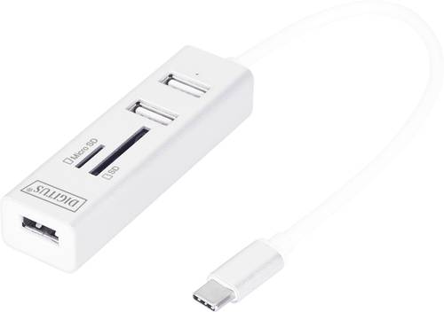 Digitus DA-70243 3 Port USB 2.0-Hub mit USB-C® Stecker, mit Aluminiumgehäuse, mit OTG-Funktion, mi von Digitus
