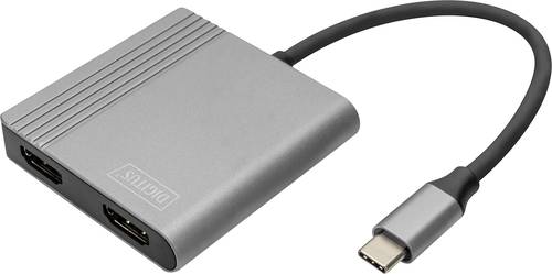 Digitus DA-70828 HDMI / USB-C® Adapter [1x USB-C® - 2x HDMI-Buchse] Schwarz Geschirmt, Rund 0.18m von Digitus