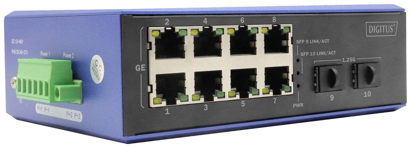 Digitus DIGITUS Switch 8 +2-Port Gigabit Ethernet oE SC 20 km Netzwerk-Switch von Digitus