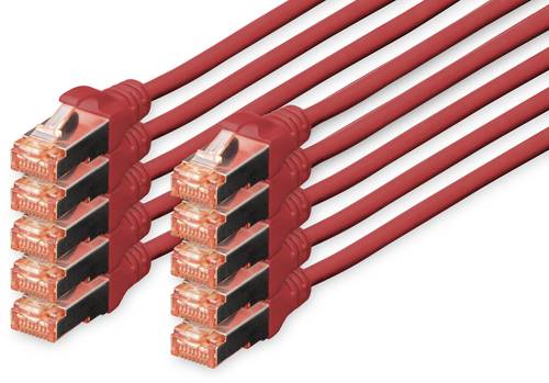 Digitus DK-1644-005-R-10 RJ45 Netzwerkkabel, Patchkabel CAT 6 S/FTP 0.50m Rot Folienschirm, Gesamtsc Digitus DK-1644-005-R-10 RJ45 Netzwerkkabel, Patchkabel CAT 6 S/FTP 0.50m Rot Folienschirm, Gesamtsc von Digitus