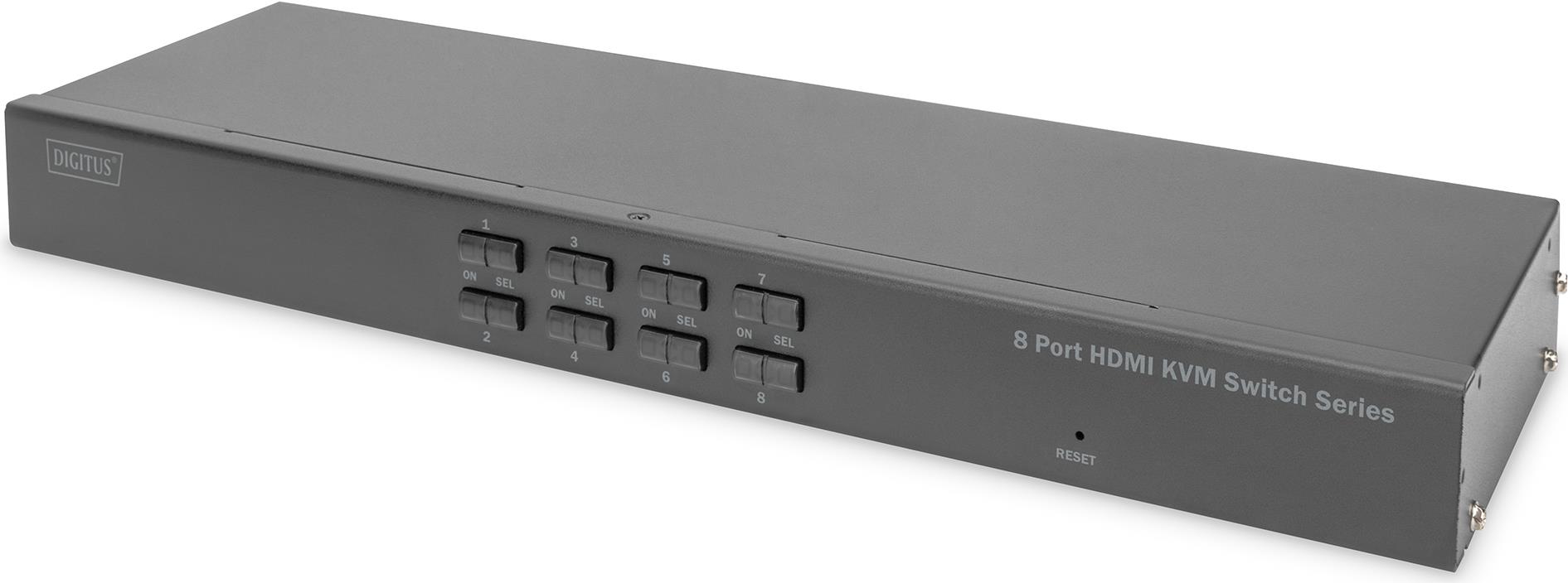Digitus Desktop 8 Port HDMI KVM Switch Single View - 3840 x 2160 Pixel - 4K Ultra HD - Rack-Einbau - Schwarz (DS-12910) von Digitus