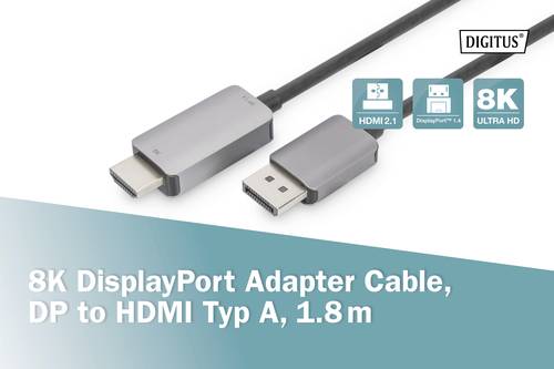 Digitus DisplayPort Adapterkabel DisplayPort Stecker, HDMI-A Stecker 1.8m Schwarz DB-340305-018-S Di von Digitus