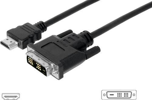 Digitus HDMI / DVI Adapterkabel HDMI-A Stecker, DVI-D 18+1pol. Stecker 5.00m Schwarz AK-330300-050-S von Digitus
