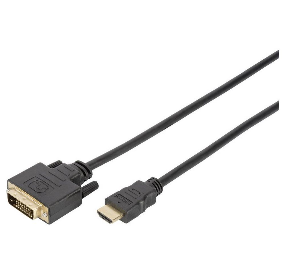 Digitus HDMI Adapterkabel, Typ A-DVI(18+1), HDMI-Kabel, HDMI-fähig, Rund, vergoldete Steckkontakte, doppelt geschirmt von Digitus
