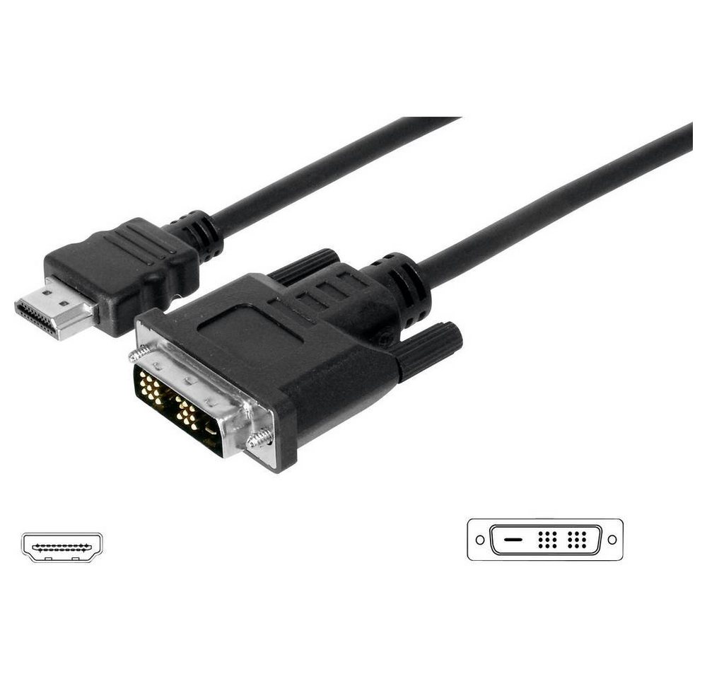 Digitus HDMI-Adapterkabel HDMI-Stecker an DVI-D-Stecker HDMI-Kabel, (5.00 cm), schraubbar von Digitus