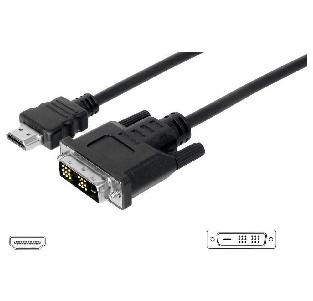 Digitus HDMI-Adapterkabel HDMI-Stecker an DVI-D-Stecker HDMI-Kabel, schraubbar von Digitus
