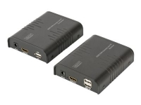 Digitus HDMI KVM IP Extender Set, Sender und Empfänger, Kabelgebunden, 80 m, Cat5, Cat5e, Cat6, 1920 x 1080 Pixel, Schwarz von Digitus