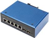 Digitus Industrial 4+2 -Port L2 managed Gigabit Ethernet Switch. Switch-Typ: Managed, Switch-Ebene: L2. Basic Switching RJ-45 Ethernet Ports-Typ: Gigabit Ethernet (10/100/1000), Anzahl der basisschaltenden RJ-45 Ethernet Ports: 4, Anzahl installierten SFP Module: 2. Vollduplex. MAC-Adressentabelle: 4000 Eintragungen, Routing-/Switching-Kapazität: 1 Gbit/s. Netzstandard: IEEE 802.3x. DC input Spannung: 12 - 48 V (DN-651154) von Digitus