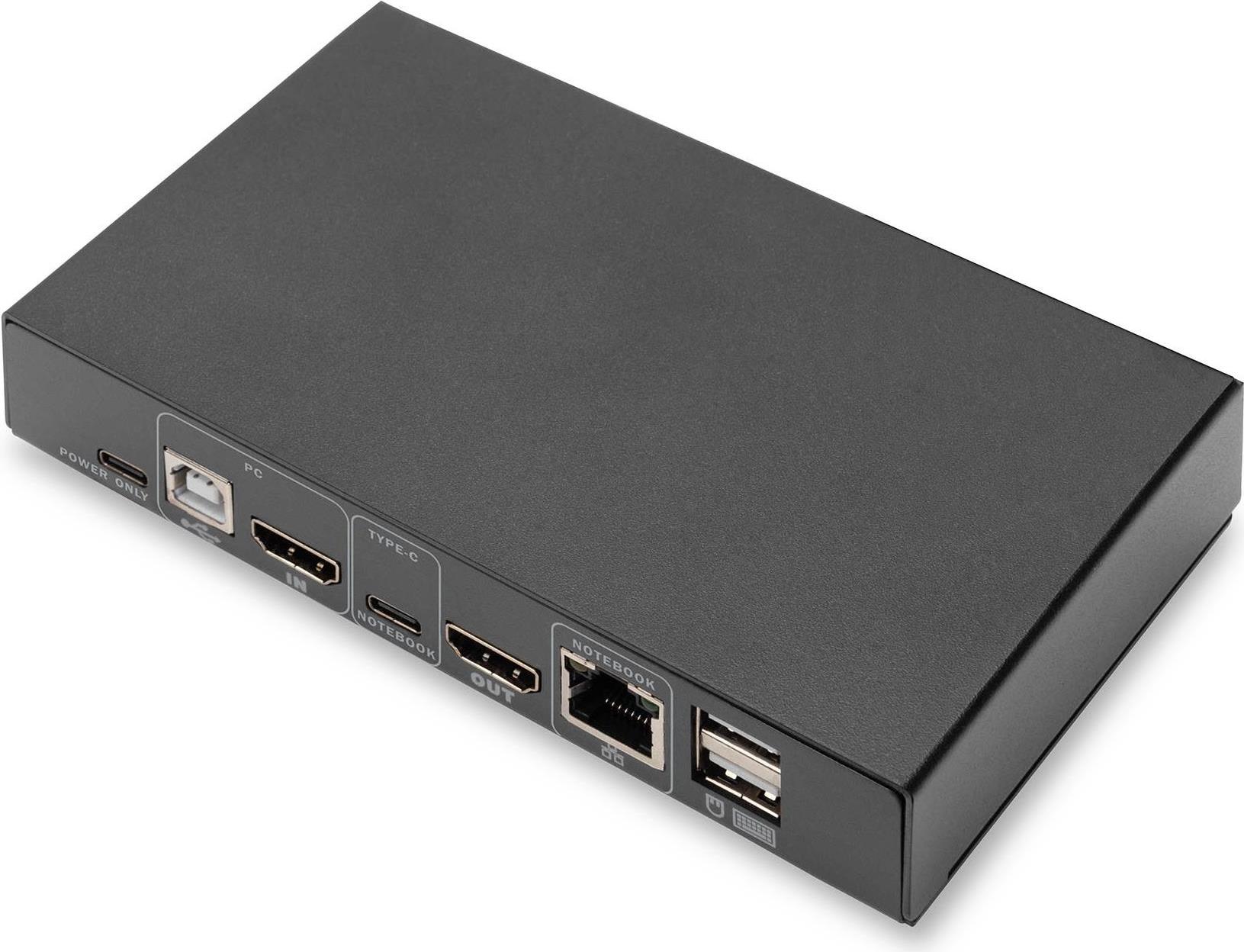 Digitus KVM-Switch - 2-Port - 4K30Hz - USB-C/USB/HDMI in - HDMI out - Netzwerk (DS-12901) von Digitus