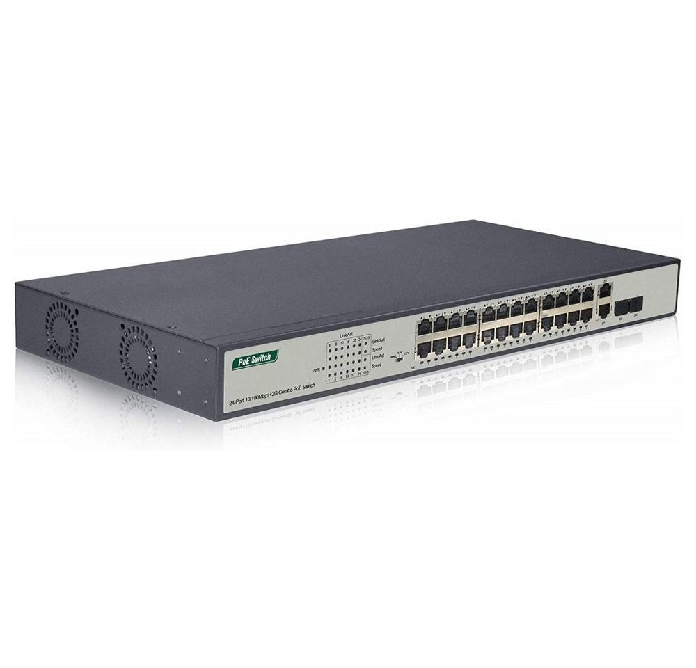 Digitus PoE + 2G Combo 24-Port Fast Ethernet - Netzwerk Switch - schwarz Netzwerk-Switch von Digitus