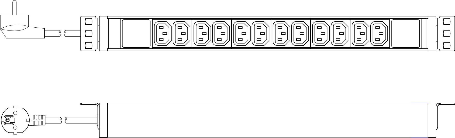 Digitus Steckdosenleiste mit Aluminiumprofil - 12-fach - 2 m Zuleitung Schutzkontaktstecker (DN-95426) von Digitus