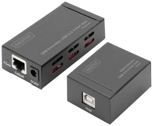 Digitus USB 2.0 Adapter [1x USB 2.0, USB 2.0 Buchse B, RJ45-Buchse, RJ45-Buchse 8p8c - 4x USB 2.0, U von Digitus