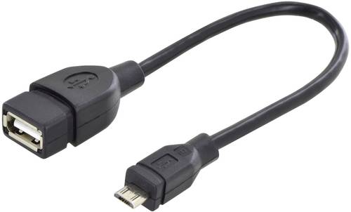 Digitus USB 2.0 Adapterkabel [1x USB 2.0 Stecker Micro-B - 1x USB 2.0 Buchse A] DB-300309-002-S Rund von Digitus