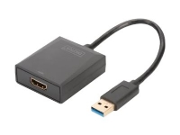 Digitus USB 3.0 auf HDMI Adapter, 1920 x 1080 Pixel, 1080p, Schwarz, Sichtverpackung, 220 mm, 160 mm von Digitus