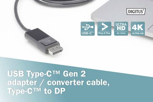 Digitus USB-C® / DisplayPort Adapterkabel USB-C® Stecker, DisplayPort Stecker 2.00m Schwarz AK-300 von Digitus