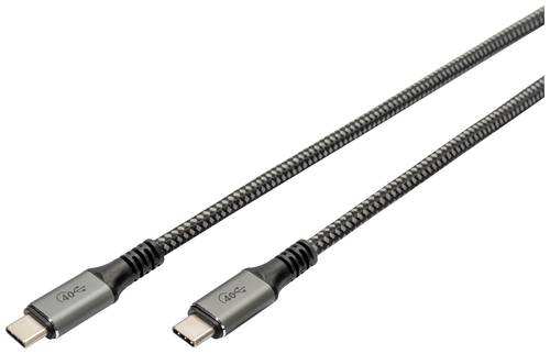 Digitus USB-C® Kabel USB4® USB-C® Stecker 1m Schwarz Geflechtschirm, Geschirmt, reißfest, Rund, von Digitus