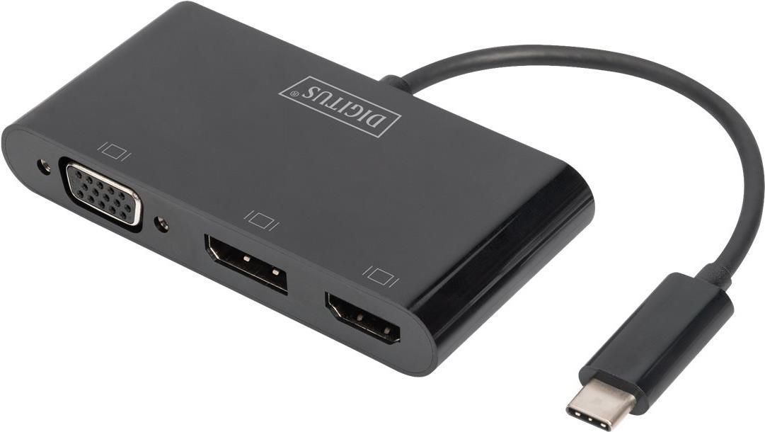Digitus USB-C Triple Monitor Adapter USB-C Grafik-Adapter, Triple Display Display, Port/HDMI/VGA Adapter/ 3 zusätzliche GrafikSchnittstellen an Ihrem Notebook (HDMI, DP und VGA) - Betrieb von bis zu 3 Monitoren zeitgleich (DA-70859) von Digitus