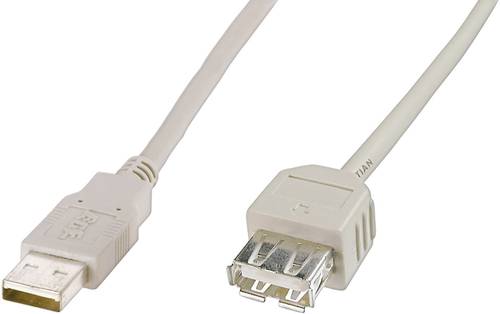 Digitus USB-Kabel USB 2.0 USB-A Stecker, USB-A Buchse 1.80m Beige AK-300202-018-E von Digitus