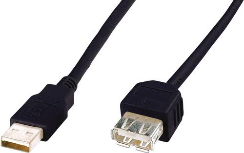 Digitus USB-Kabel USB 2.0 USB-A Stecker, USB-A Buchse 1.80m Schwarz AK-300202-018-S von Digitus