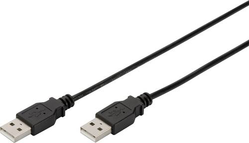 Digitus USB-Kabel USB 2.0 USB-A Stecker, USB-A Stecker 1.80m Schwarz doppelt geschirmt AK-300101-018 von Digitus