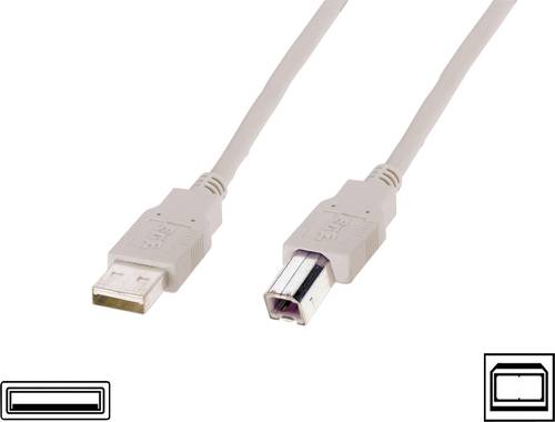 Digitus USB-Kabel USB 2.0 USB-A Stecker, USB-B Stecker 3.00m Beige AK-300102-030-E von Digitus