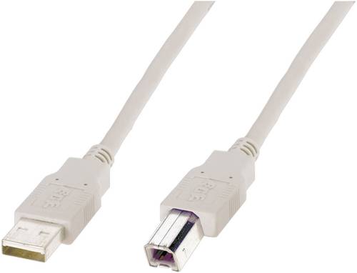 Digitus USB-Kabel USB 2.0 USB-A Stecker, USB-B Stecker 5.00m Beige AK-300105-050-E von Digitus