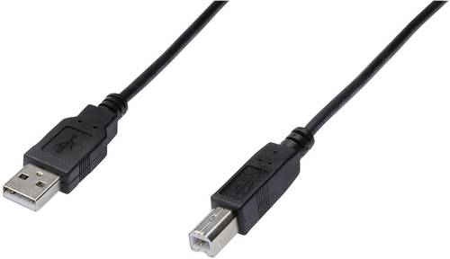 Digitus USB-Kabel USB 2.0 USB-A Stecker, USB-B Stecker 5.00m Schwarz AK-300105-050-S von Digitus