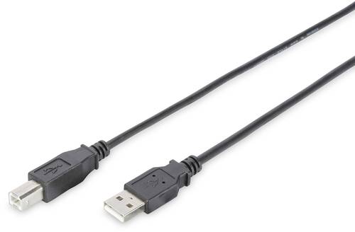 Digitus USB-Kabel USB 2.0 USB-A Stecker, USB-B Stecker 5.00m Schwarz Rund, doppelt geschirmt DB-3001 von Digitus