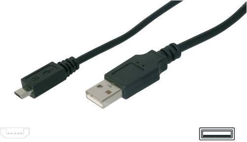 Digitus USB-Kabel USB 2.0 USB-A Stecker, USB-Micro-B Stecker 1.00m Schwarz AK-300110-010-S von Digitus