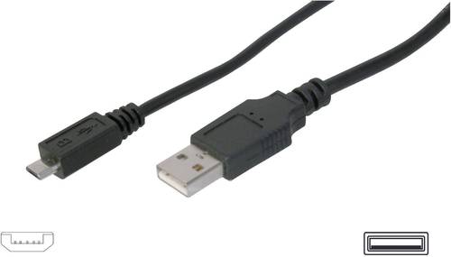 Digitus USB-Kabel USB 2.0 USB-A Stecker, USB-Micro-B Stecker 1.80m Schwarz AK-300110-018-S von Digitus