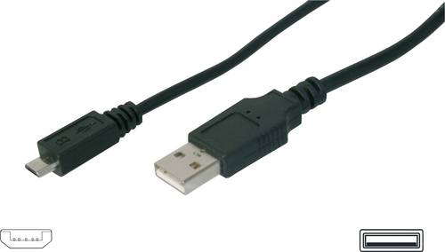 Digitus USB-Kabel USB 2.0 USB-A Stecker, USB-Micro-B Stecker 1.80m Schwarz AK-300127-018-S von Digitus