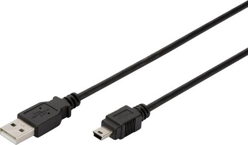 Digitus USB-Kabel USB 2.0 USB-A Stecker, USB-Mini-B Stecker 1.00m Schwarz AK-300108-010-S von Digitus