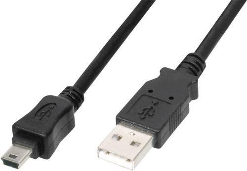 Digitus USB-Kabel USB 2.0 USB-A Stecker, USB-Mini-B Stecker 1.80m Schwarz mit OTG-Funktion AK-300108 von Digitus