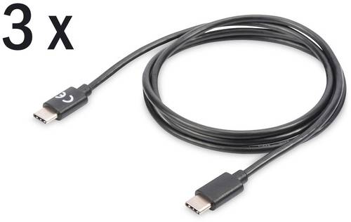 Digitus USB-Kabel USB 2.0 USB-C® Stecker, USB-C® Stecker 1.00m Schwarz Geschirmt AK-880908-010-S von Digitus