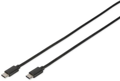 Digitus USB-Kabel USB 2.0 USB-C® Stecker, USB-C® Stecker 1.80m Schwarz Rund, beidseitig verwendbar von Digitus