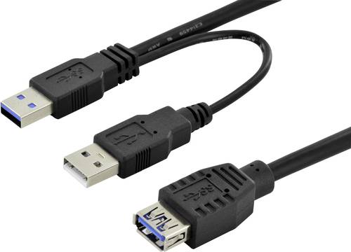 Digitus USB-Kabel USB 3.2 Gen1 (USB 3.0 / USB 3.1 Gen1) USB-A Stecker, USB-A Buchse 0.30m Schwarz Ru von Digitus