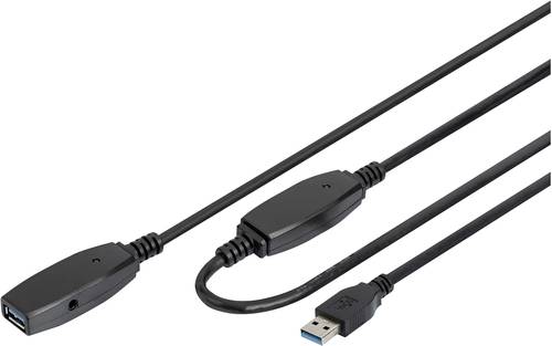 Digitus USB-Kabel USB 3.2 Gen1 (USB 3.0 / USB 3.1 Gen1) USB-A Stecker, USB-A Buchse 15.00m Schwarz G von Digitus