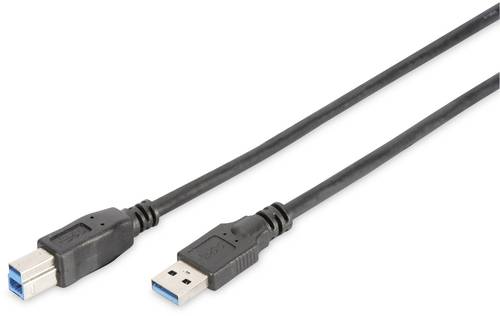 Digitus USB-Kabel USB 3.2 Gen1 (USB 3.0 / USB 3.1 Gen1) USB-A Stecker, USB-B Stecker 1.80m Schwarz R von Digitus