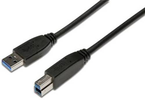 Digitus USB-Kabel USB 3.2 Gen1 (USB 3.0 / USB 3.1 Gen1) USB-A Stecker, USB-B Stecker 1.80m Schwarz R von Digitus