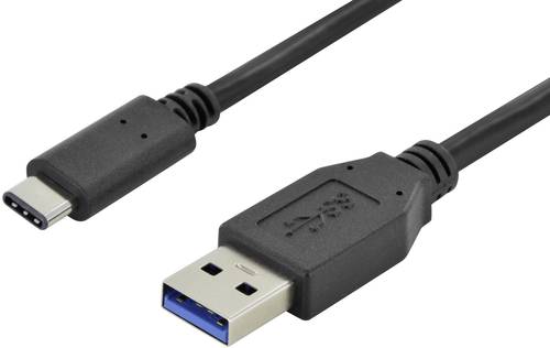 Digitus USB-Kabel USB 3.2 Gen1 (USB 3.0 / USB 3.1 Gen1) USB-A Stecker, USB-C® Stecker 1.00m Schwarz von Digitus