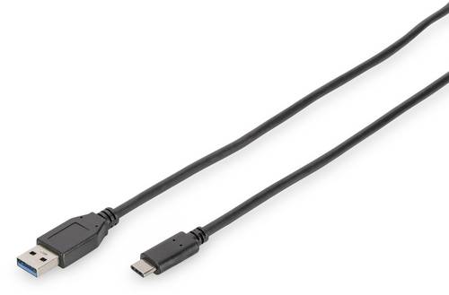Digitus USB-Kabel USB 3.2 Gen1 (USB 3.0 / USB 3.1 Gen1) USB-C® Stecker, USB-A Stecker 1.00m Schwarz von Digitus
