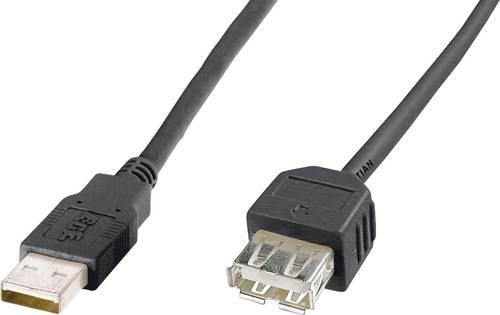 Digitus USB-Kabel USB-A Stecker, USB-A Buchse 1.80m Schwarz AK-300200-018-S von Digitus