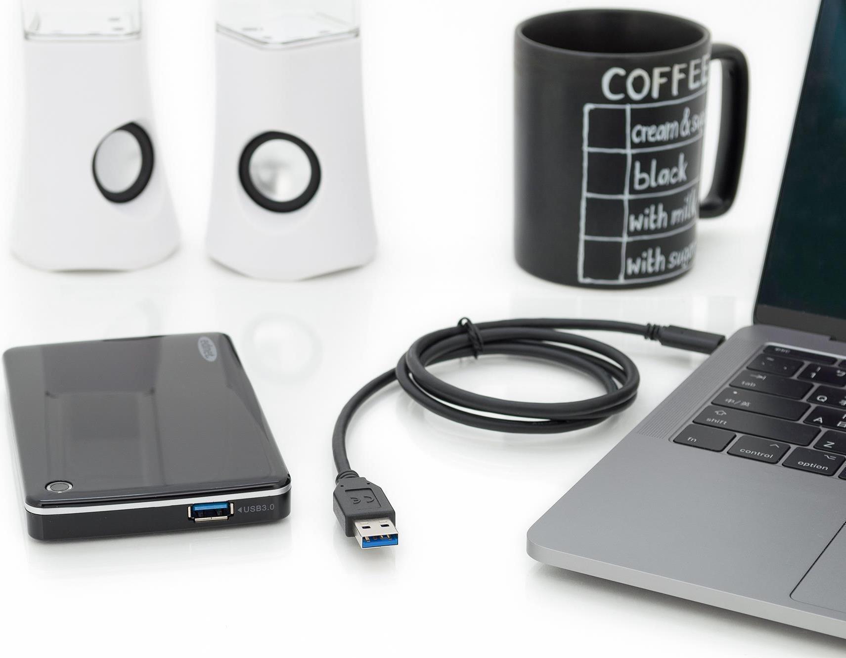 Digitus USB Type-C Anschlusskabel - Gen2 - Type-C auf A - 1 m - USB C - USB A - USB 3.2 Gen 2 (3.1 Gen 2) - 10000 Mbit/s - Schwarz (DB-300146-010-S) von Digitus