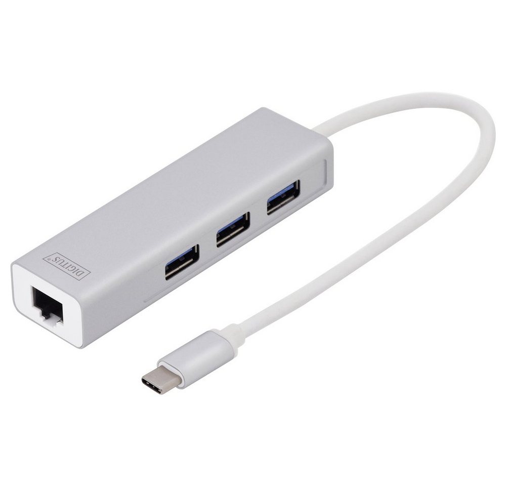 Digitus USB-Verteiler Digitus DA-70255 3+1 Port USB-Kombi-Hub mit eingebautem Netzwerk-Ansch von Digitus