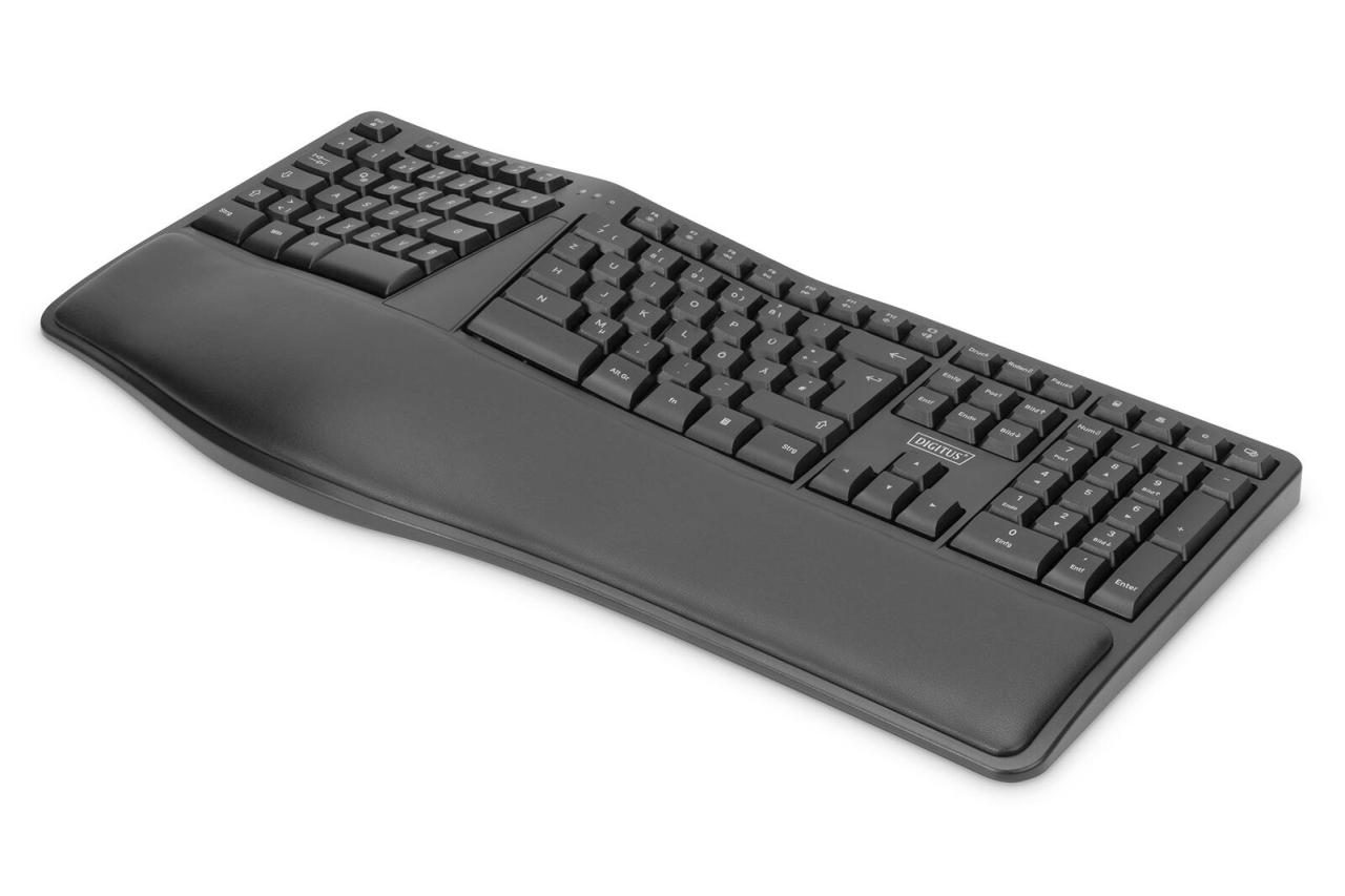 Digitus ergonomische kabellose Tastatur - QWERTZ Deutsch - Schwarz von Digitus