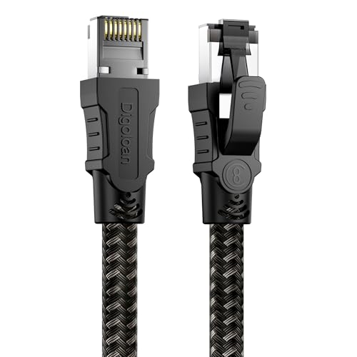 Lan Kabel 20meter, Cat8 Netzwerkkabel 40Gbps 2000MHz Hochgeschwindigkeits Gigabit S/FTP Ethernet Kabel, Nylon-Gewebe Internet Patchkabel, RJ45-Stecker für Ps5,Router,TV,Modem, Schneller als Cat6/Cat7 von Digoloan