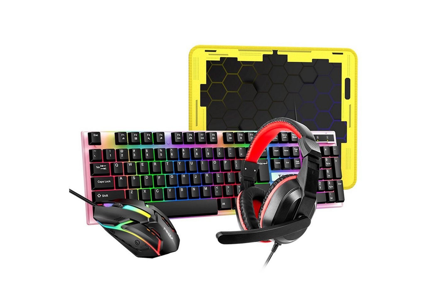 Diida 4 in 1 Maus und Tastatur Set,Gaming-Headsets,Maus,Tastatur,Mauspad Tastatur- und Maus-Set, (4 St) von Diida