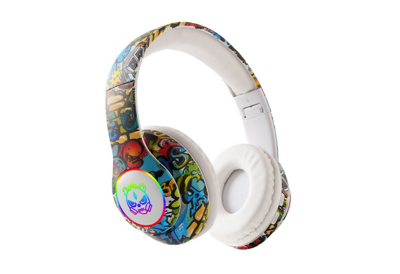 Diida Bluetooth-Kopfhörer,Graffiti Gaming-Headset,RGB-Farblicht Over-Ear-Kopfhörer von Diida
