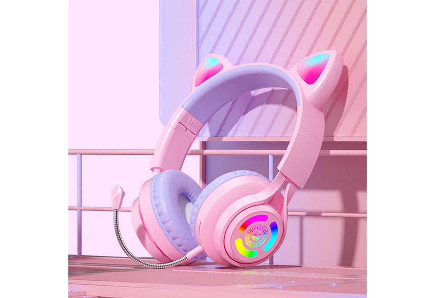 Diida Bluetooth-Kopfhörer,Kabelgebundene/kabellose Kopfhörer,RGB-Leuchten Over-Ear-Kopfhörer von Diida